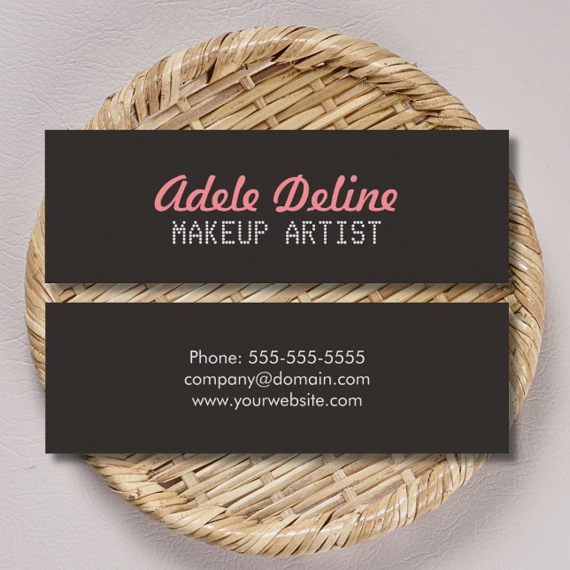 Minitarjeta De Visita Artista de maquillaje rosa gris de Moda minimalist (Subido por el creador)
