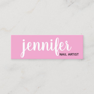 Minitarjeta De Visita Artista de uñas rosa y chick moderno