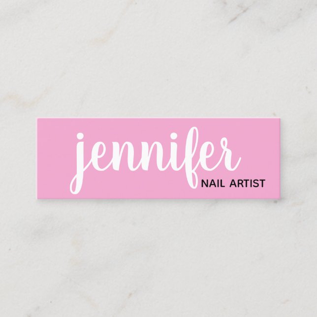 Minitarjeta De Visita Artista de uñas rosa y chick moderno (Anverso)