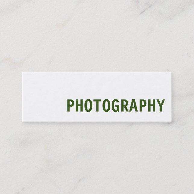 Minitarjeta De Visita Artista fotográfico verde blanco y gris perfecto (Anverso)