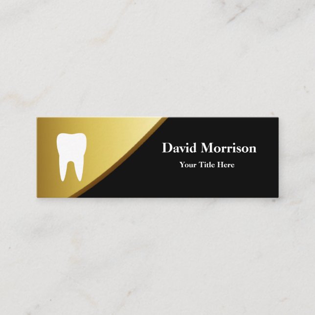 Minitarjeta De Visita Asistente Dentista Moderno de Oro y Odontología Gr (Anverso)
