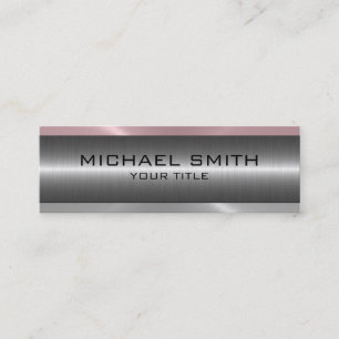 Minitarjeta De Visita Aspecto Metalizado del acero inoxidable rosado pla