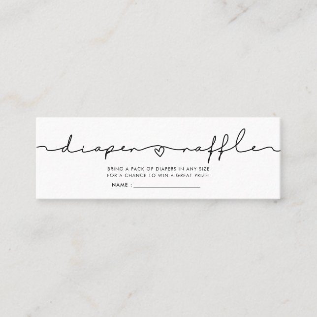 Minitarjeta De Visita Ataque de rifa de pañales para la ducha de bebé (Anverso)