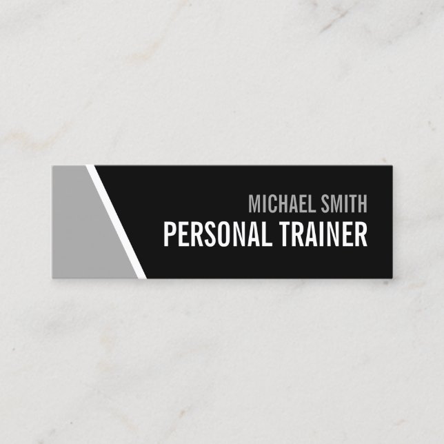 Minitarjeta De Visita Audaz entrenador personal negro y gris (Anverso)