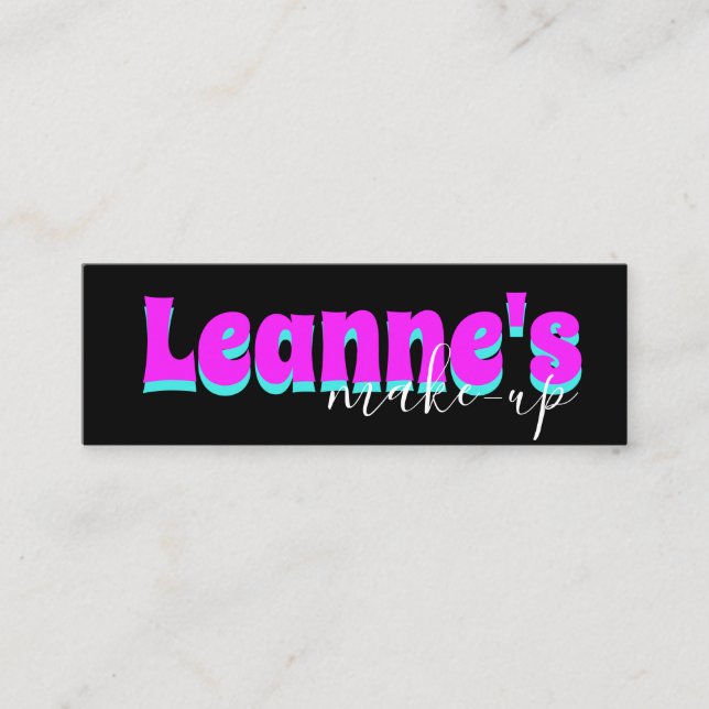 Minitarjeta De Visita Audaz Salon Neon Pink Makeup Nails Eyelashes (Anverso)