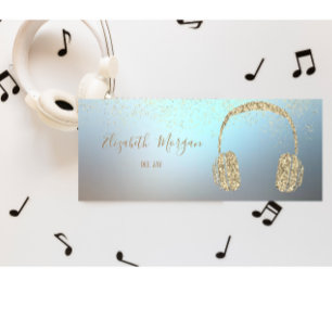 Minitarjeta De Visita Auriculares DJ Elegantes Modernos con Brillo de Or