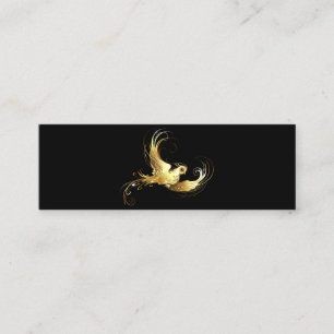 Minitarjeta De Visita Ave dorada sobre fondo negro