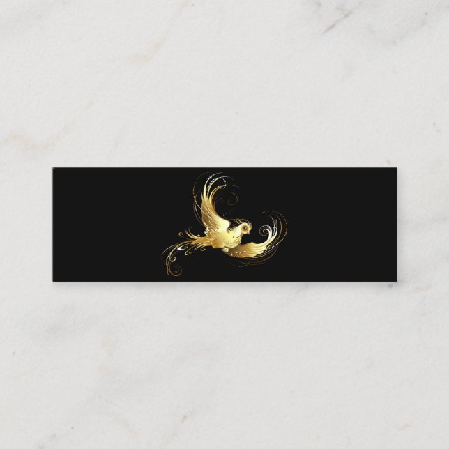 Minitarjeta De Visita Ave dorada sobre fondo negro (Anverso)