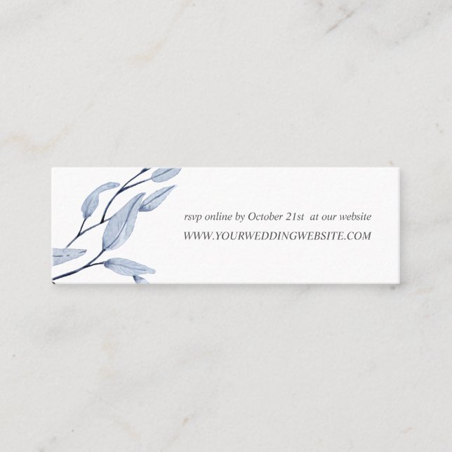 Minitarjeta De Visita Azul etéreo | sale del sitio web Boda de modas (Anverso)