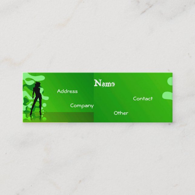 Minitarjeta De Visita Bailarín en verde (Anverso)