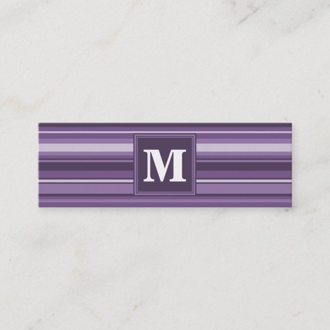 Minitarjeta De Visita Bandas de lavanda monogramo (Anverso)