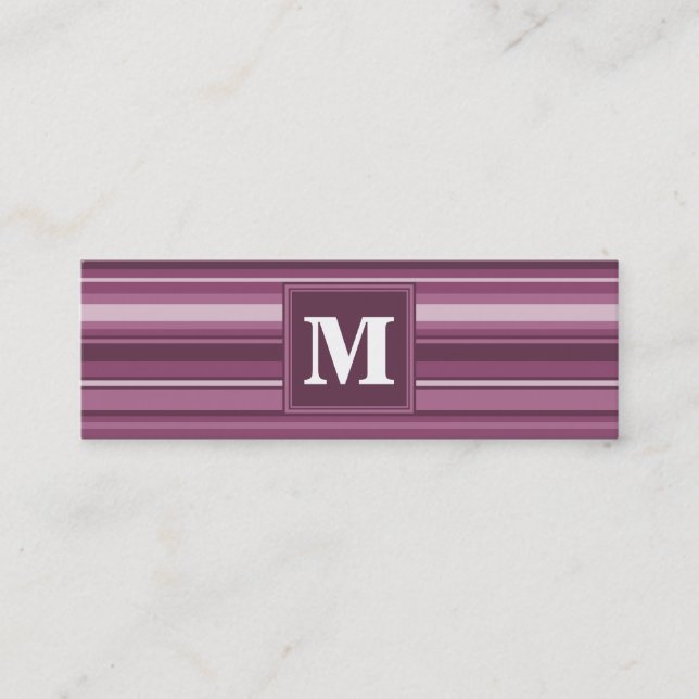 Minitarjeta De Visita Bandas de mauve monogramo (Anverso)
