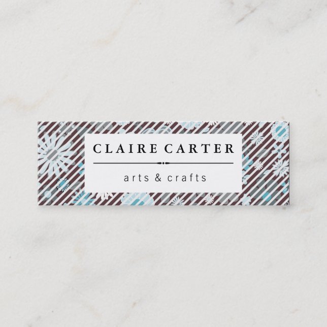 Minitarjeta De Visita Bandas diagonales florales cutáneas (Anverso)