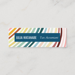 Minitarjeta De Visita Bandas Minimalistas de arcoiris hechas a mano