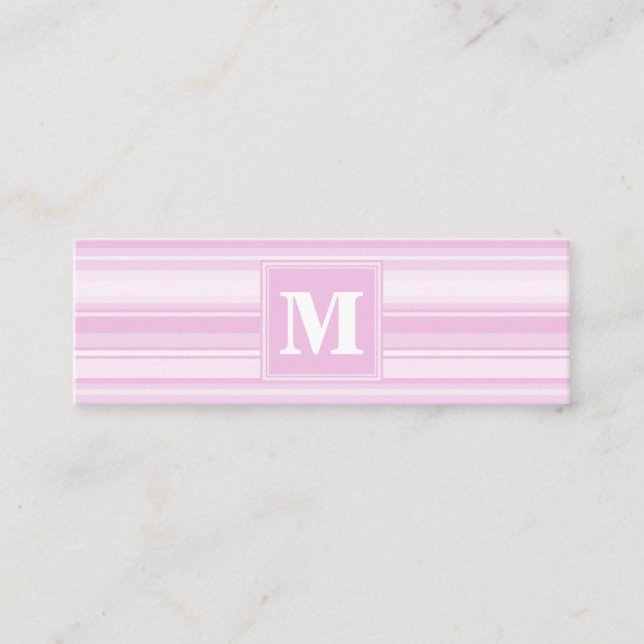 Minitarjeta De Visita Bandas rosadas para bebés monogramo (Anverso)