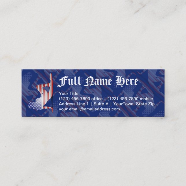 Minitarjeta De Visita Bandera americana de la silueta del chica (Anverso)