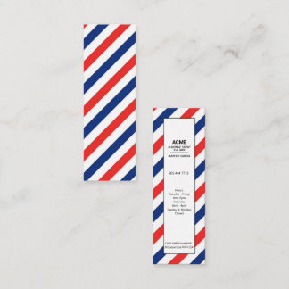 Minitarjeta De Visita Barber Polo Stripes Azul Rojo Clásico