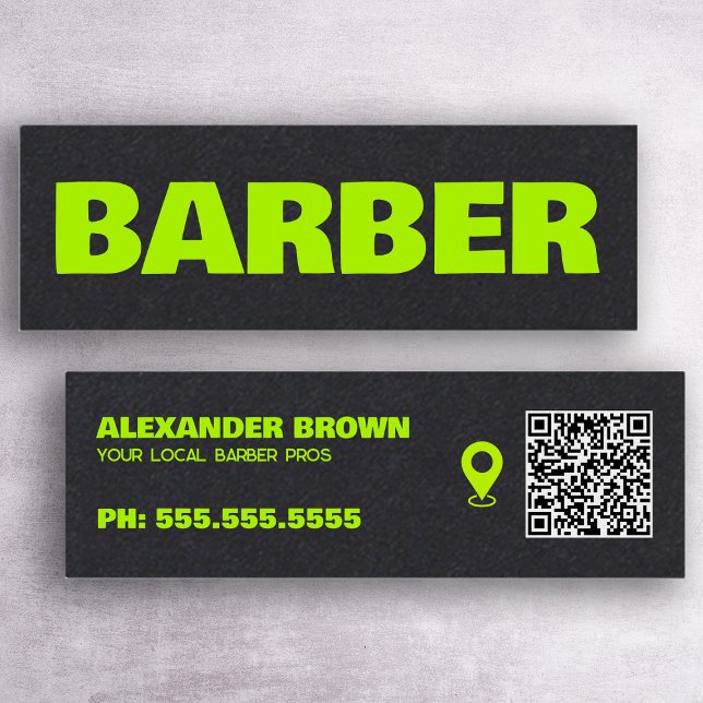 Minitarjeta De Visita Barber Premium Google Maps QR (Barber Premium Google Maps QR Mini Business Cards)