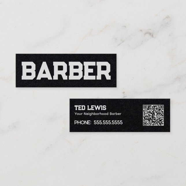 Minitarjeta De Visita Barber QR (Anverso / Reverso)
