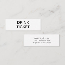 Minitarjeta De Visita Billete simple blanco recién casado de Boda blanco