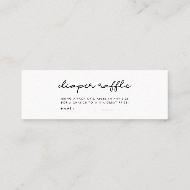 Minitarjeta De Visita Billete simple para rifa de pañales para la ducha  (Anverso)