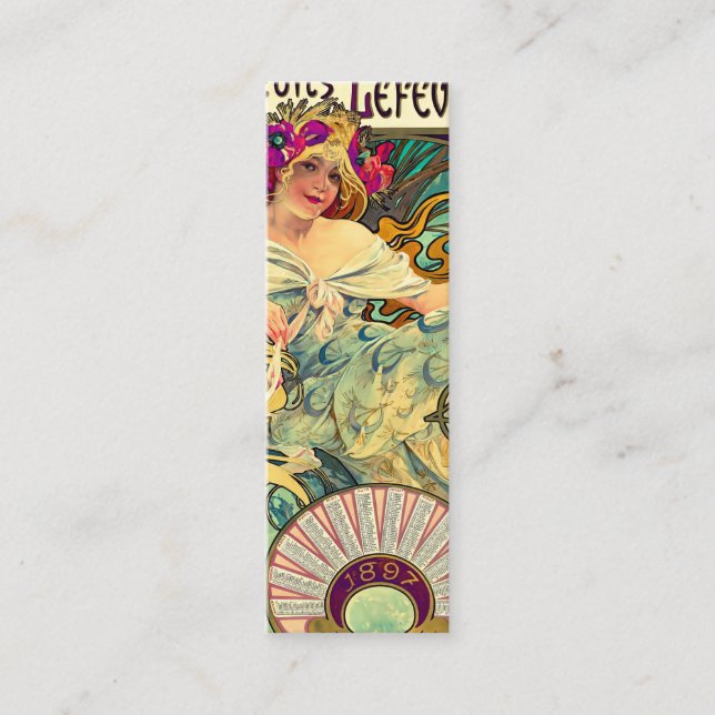 Minitarjeta De Visita Biscuits Lefevre-Utile de Alphonse Mucha (1896) (Anverso)