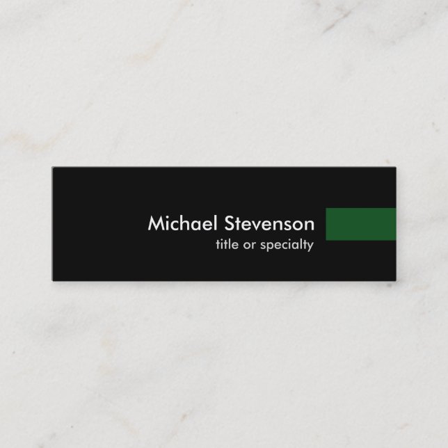 Minitarjeta De Visita Black Green Consultor Unique Skinny Business Card (Anverso)
