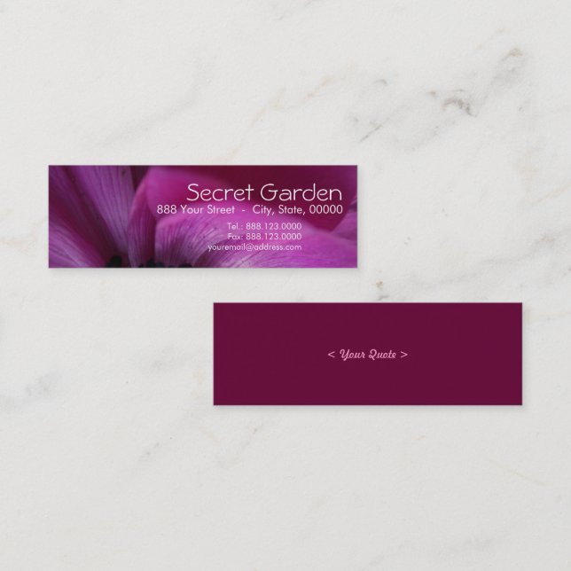 Minitarjeta De Visita Black Heart 2 Anemone Floral Photography Business (Anverso / Reverso)