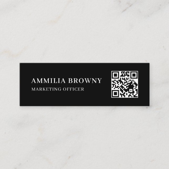 Minitarjeta De Visita Black Scannable QR | Minimal Modern Contact Design (Anverso)