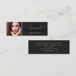 Minitarjeta De Visita Black Stylish Makeup Artist Beauty Salon Photo