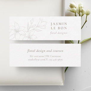 Minitarjeta De Visita Blanca   Flor Minimalista de moda