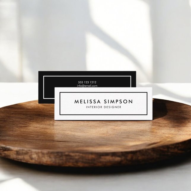 Minitarjeta De Visita Blanco negro moderno minimalista (Subido por el creador)