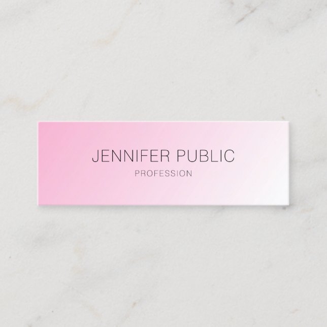 Minitarjeta De Visita Blanco Rosa Personalizado Moderno Elegante Sencill (Anverso)
