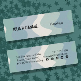 Minitarjeta De Visita Blancos blandos Bandas onduladas con iconos social