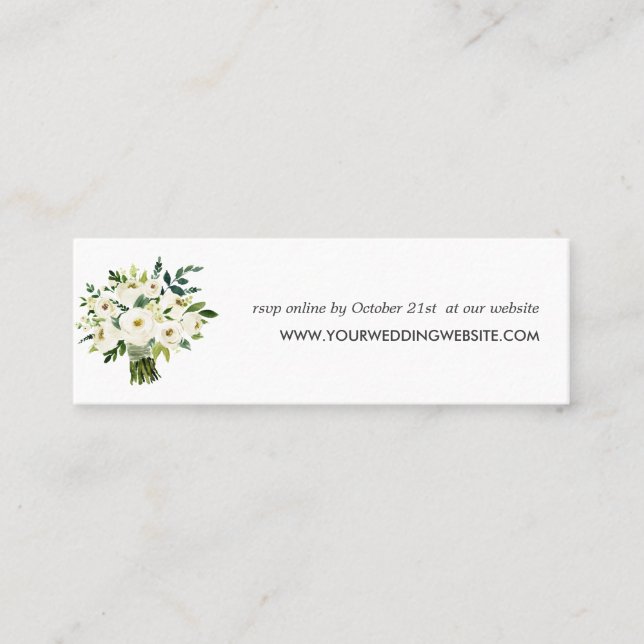 Minitarjeta De Visita Bloom blanco | Sitio web de Bouquet Boda (Anverso)