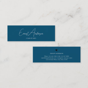 Minitarjeta De Visita Blue Modern Elegant Graduation Name Insert Card