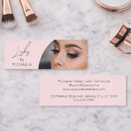 Minitarjeta De Visita Blush Pink Black Script Photo Lashes