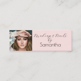 Minitarjeta De Visita Blush Pink Black Script Photo Makeup