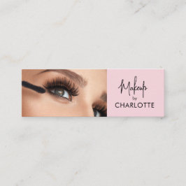 Minitarjeta De Visita Blush Pink Black Script Photo Makeup 
