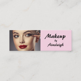 Minitarjeta De Visita Blush Pink Black Script Photo Makeup