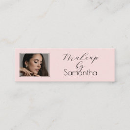 Minitarjeta De Visita Blush Pink Black Script Photo Makeup