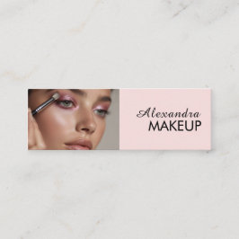 Minitarjeta De Visita Blush Pink Black Script Photo Makeup 