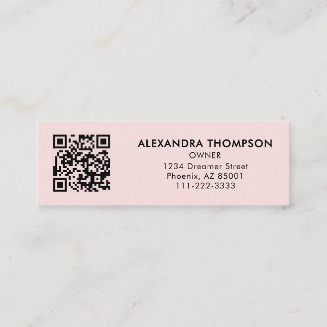 Minitarjeta De Visita Blush Pink Black Script Photo Makeup  (Reverso)