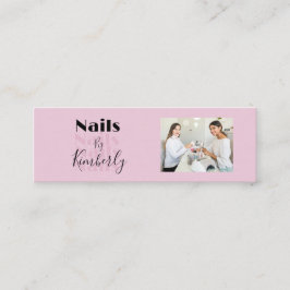 Minitarjeta De Visita Blush Pink Black Script Photo Nail Salon