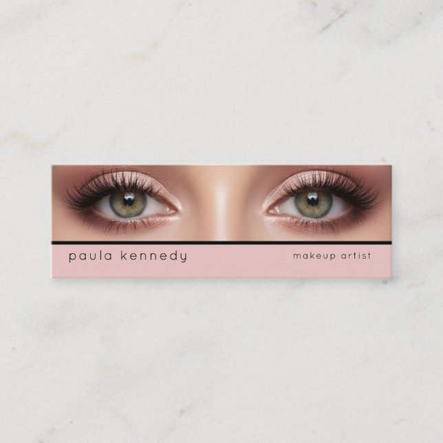 Minitarjeta De Visita Blush Pink Modern Photo Makeup (Anverso)