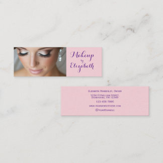Minitarjeta De Visita Blush Pink Purple Script Photo Makeup
