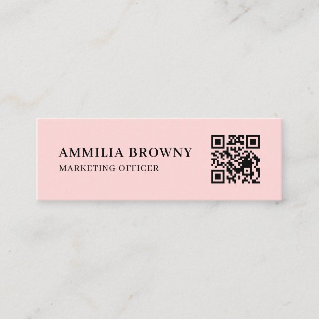 Minitarjeta De Visita Blush Pink QR | Feminine Pastel Custom Contact  (Anverso)