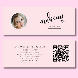 Minitarjeta De Visita Blush Rosa Belleza Profesional MUA Foto Qr