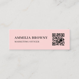 Minitarjeta De Visita Blush Rosa QR | Contacto Personalizado Femenino Pa