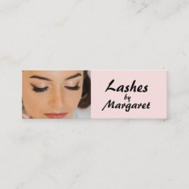 Minitarjeta De Visita Blush Rosa Script Negro Foto Pestañas Maquillaje